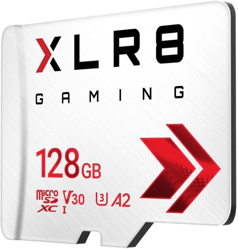 PNY بطاقة ذاكرة microSDXC سعة 128 جيجابايت XLR8 للألعاب - 100 ميجابايت/ثانية، UHS-I، 4K UHD، Full HD، U3، V30، A2 - micro SD لألعاب الكونسول المحمولة على نينتندو سويتش، ستيم ديك، الهواتف الذكية والأجهزة اللوحية - Image 2